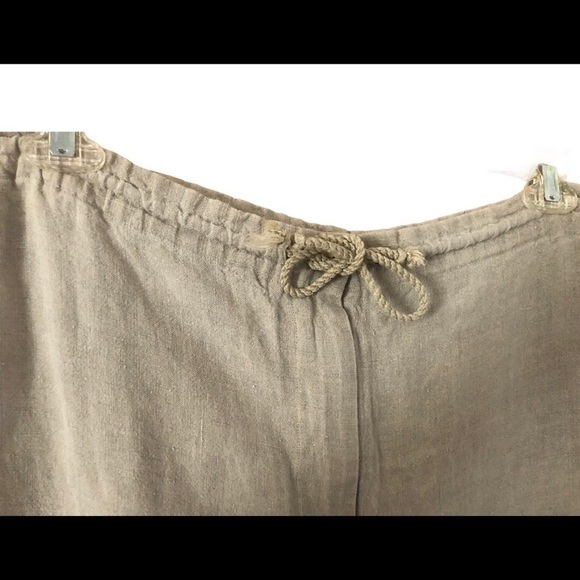 Donna Karan Drawstring 100% Linen Lounge Pants M Tan Minimalist Cottagecore - Picture 4 of 4